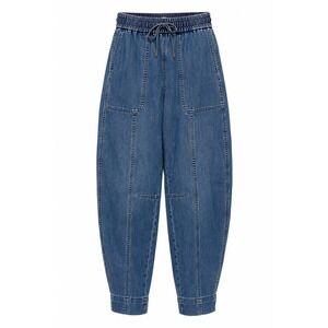 NWT OAT New York Cloud Luxe High Waist Barrel Leg Jogger Pants Blue Pull-On 0/25